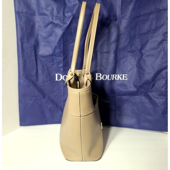 Dooney & Bourke Beacon Zip Tote Taupe Smooth Leather Carryall Shopper Zipper - Picture 3 of 16